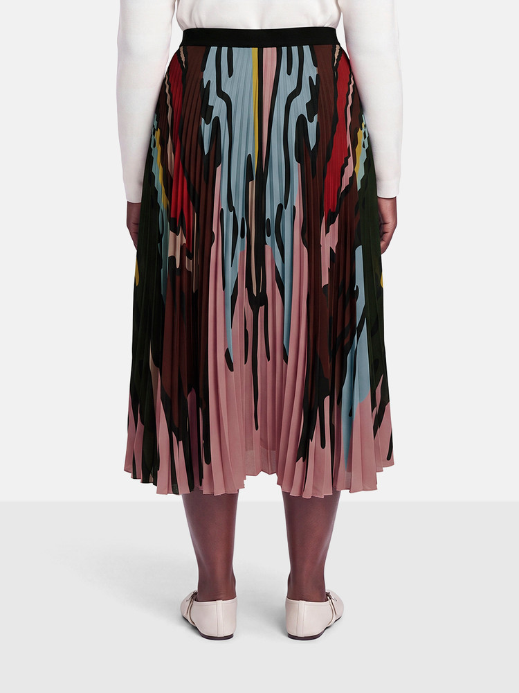 Elie Saab Abstract Pattern Pleated Skirt