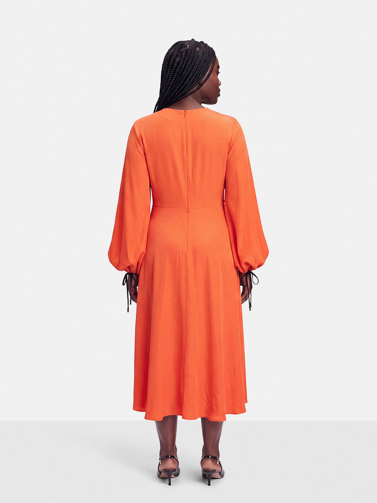 Roksanda Orange Silk Long Sleeve Midi Dress