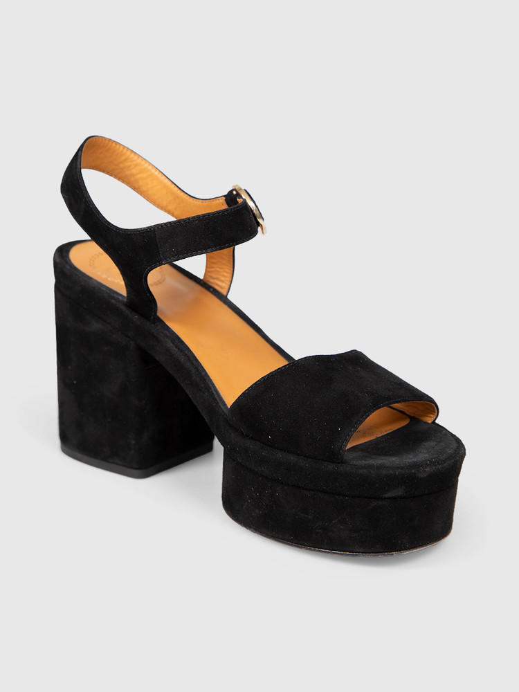 Chloé Black Suede Heeled Sandals