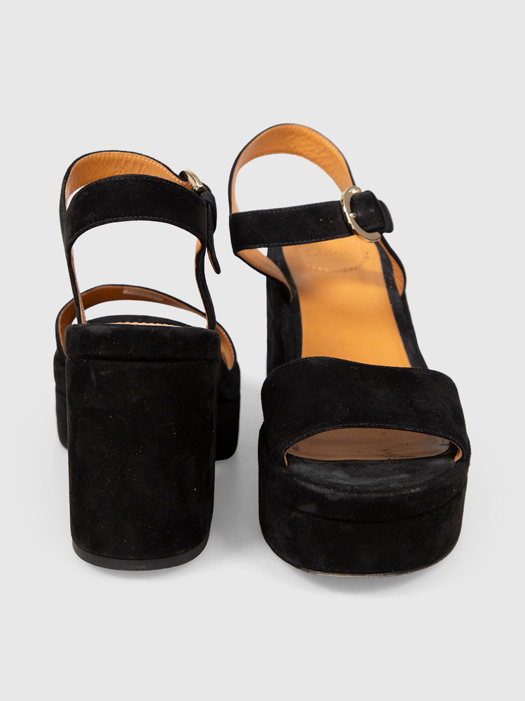 Chloé Black Suede Heeled Sandals