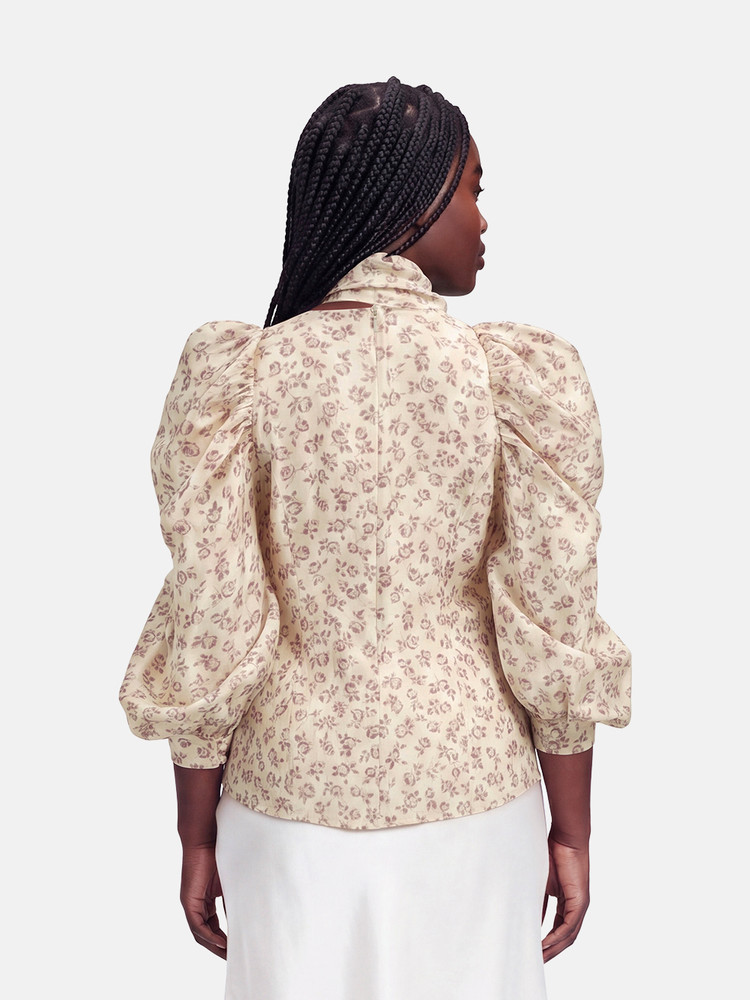 Zimmermann Ecru Silk Floral Blouse