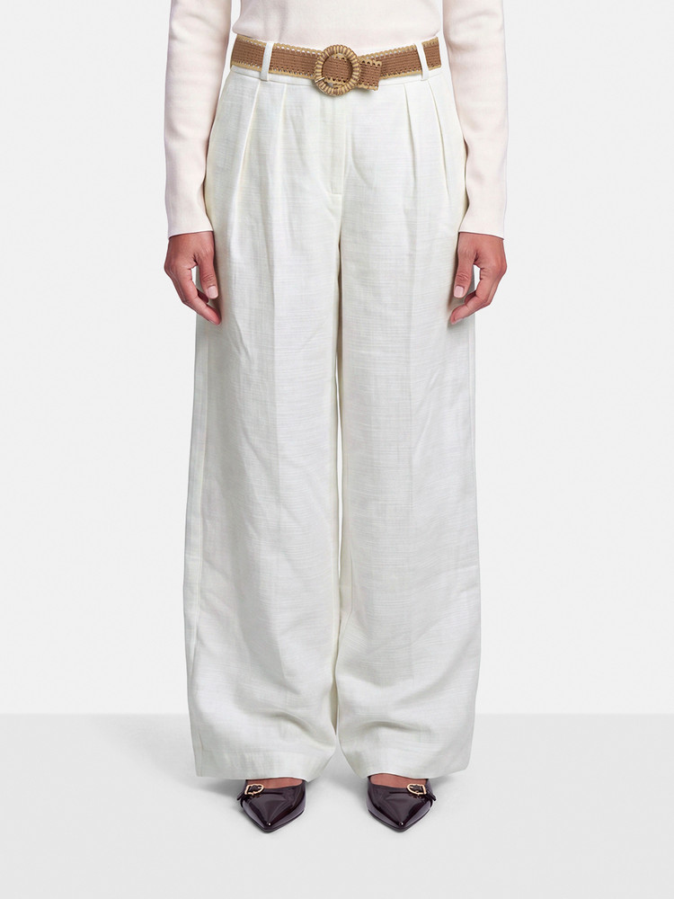 Zimmermann White Acacia Belted Flare Trousers