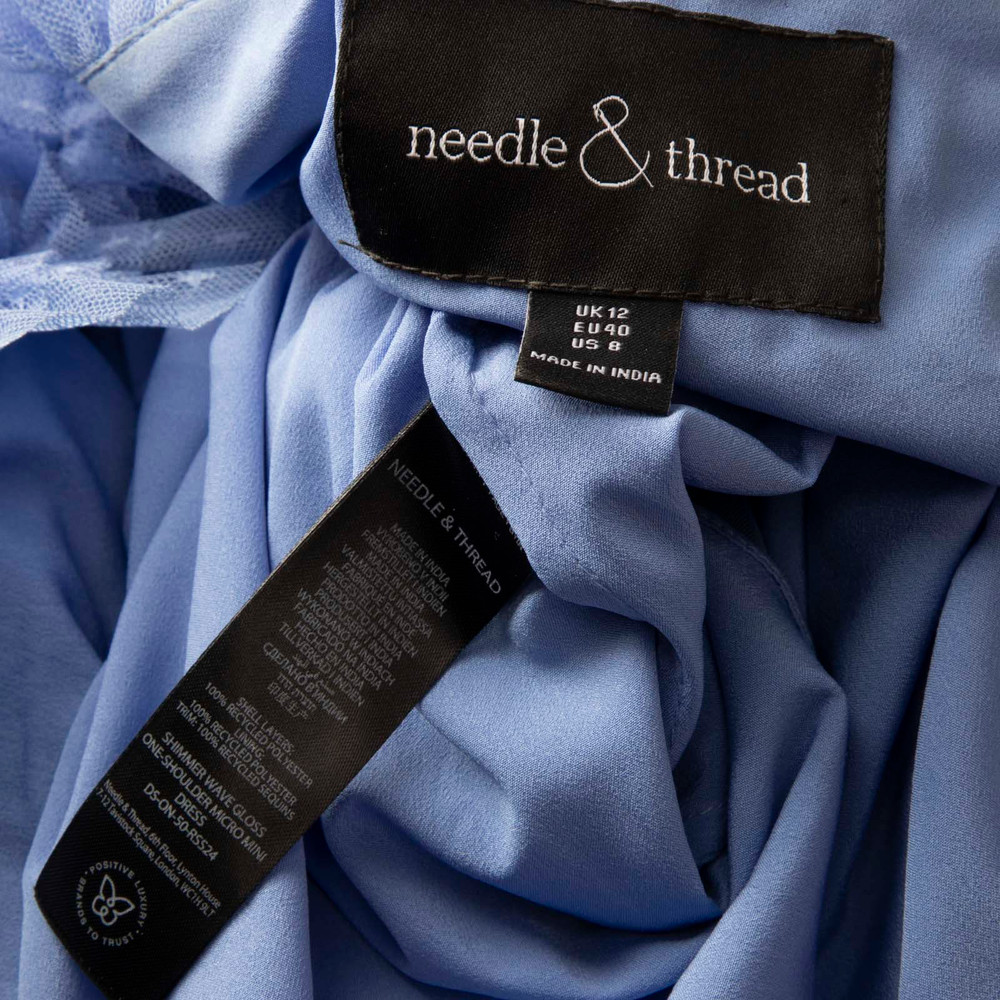 Needle & Thread Blue Sequinned One Shoulder Dress