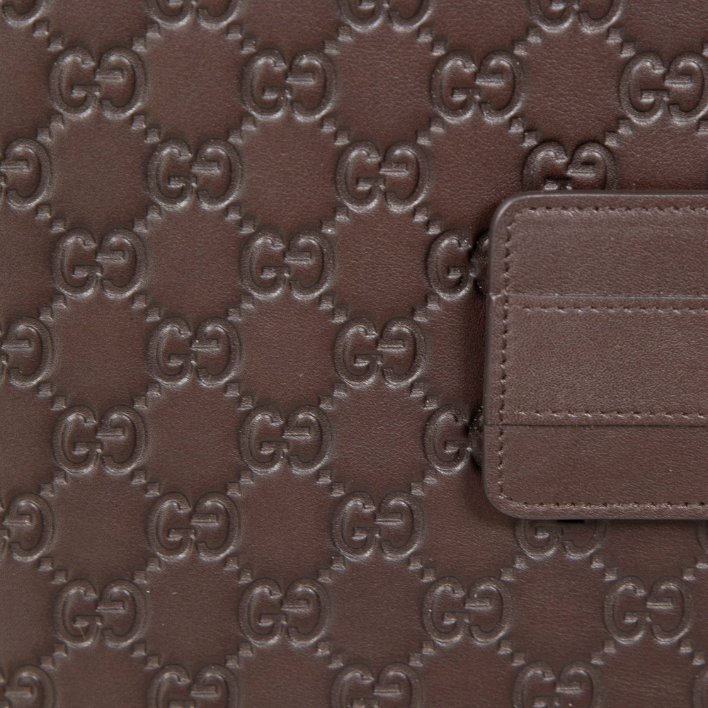 Gucci Brown Leather Guccissima Tablet Case