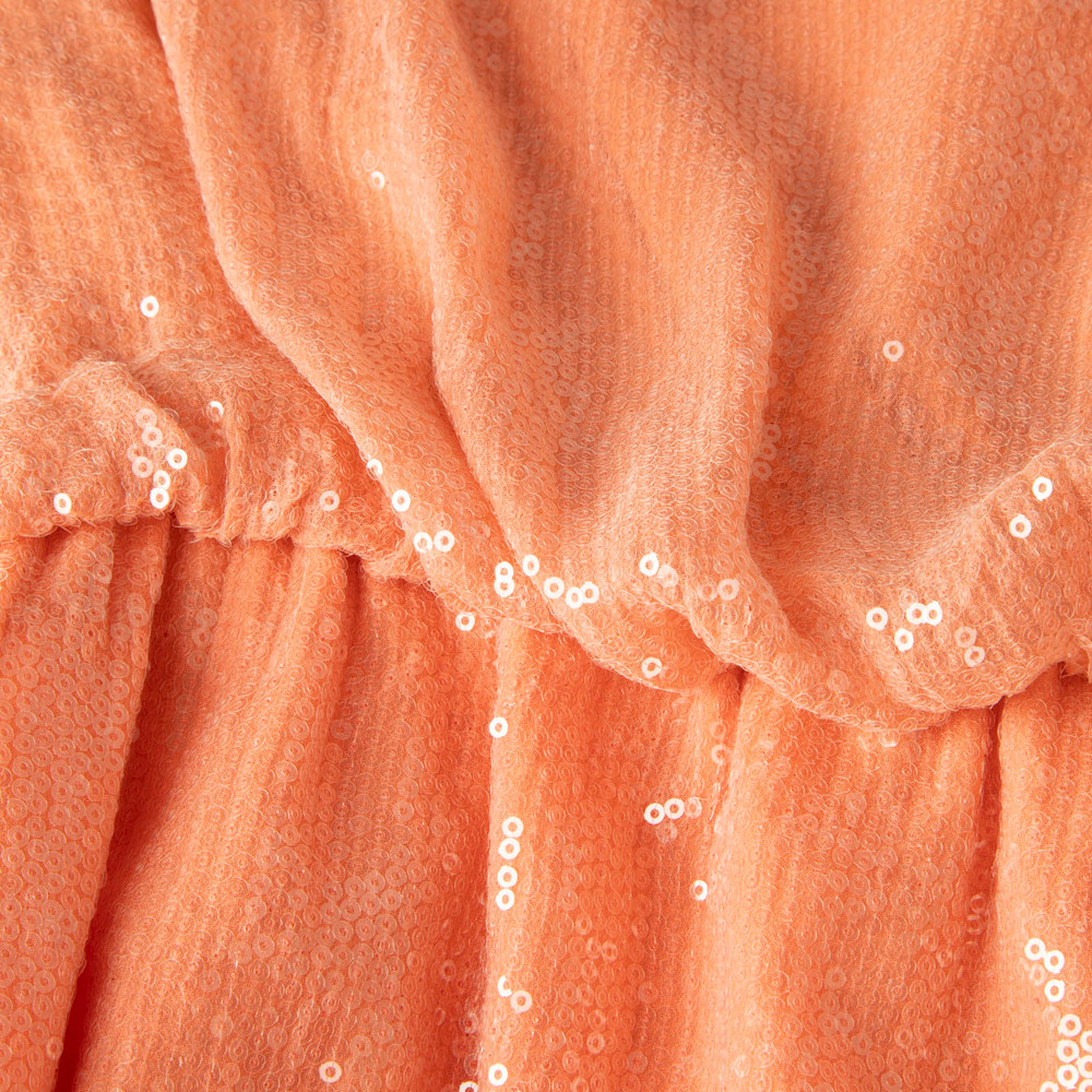 Alice + Olivia Coral Silk Sequin One Shoulder Dress