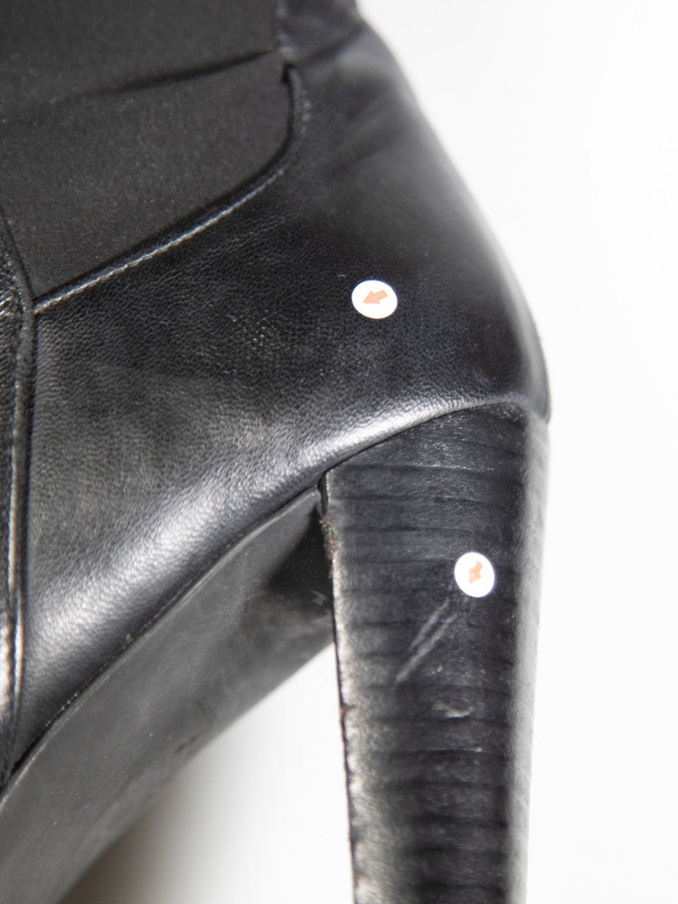 Stuart Weitzman Black Leather & Stretch Heeled Boots