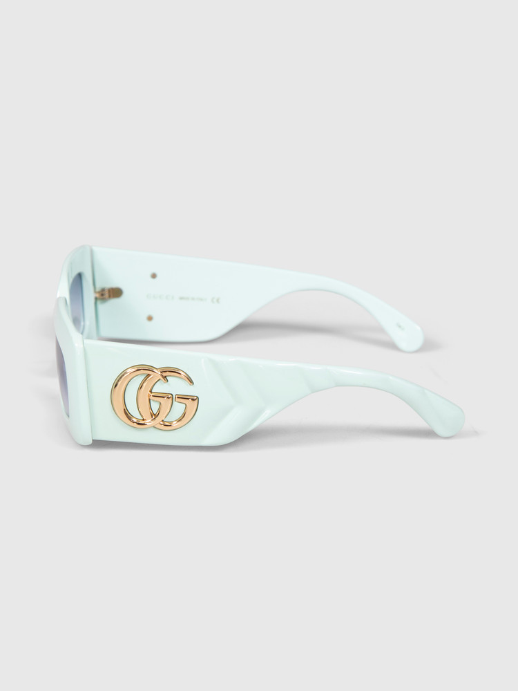 Gucci Blue Rectangle Oversize Sunglasses
