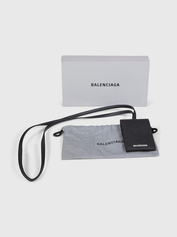 Balenciaga Black Leather Logo Card Holder