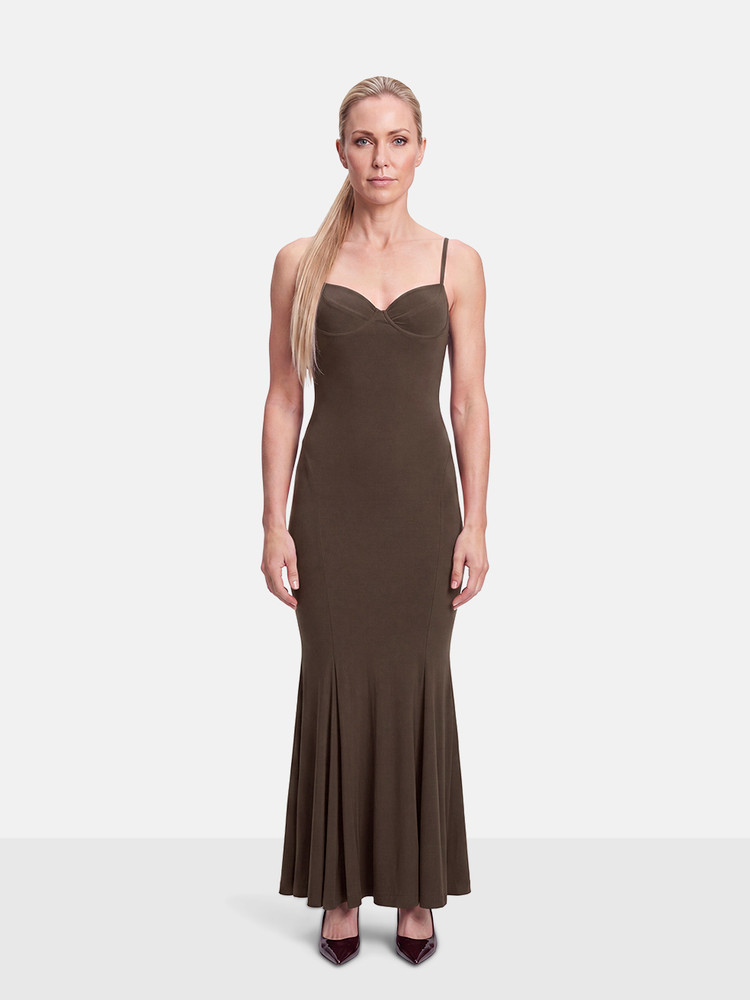 Norma Kamali Chocolate Brown Underwire Fishtail Gown