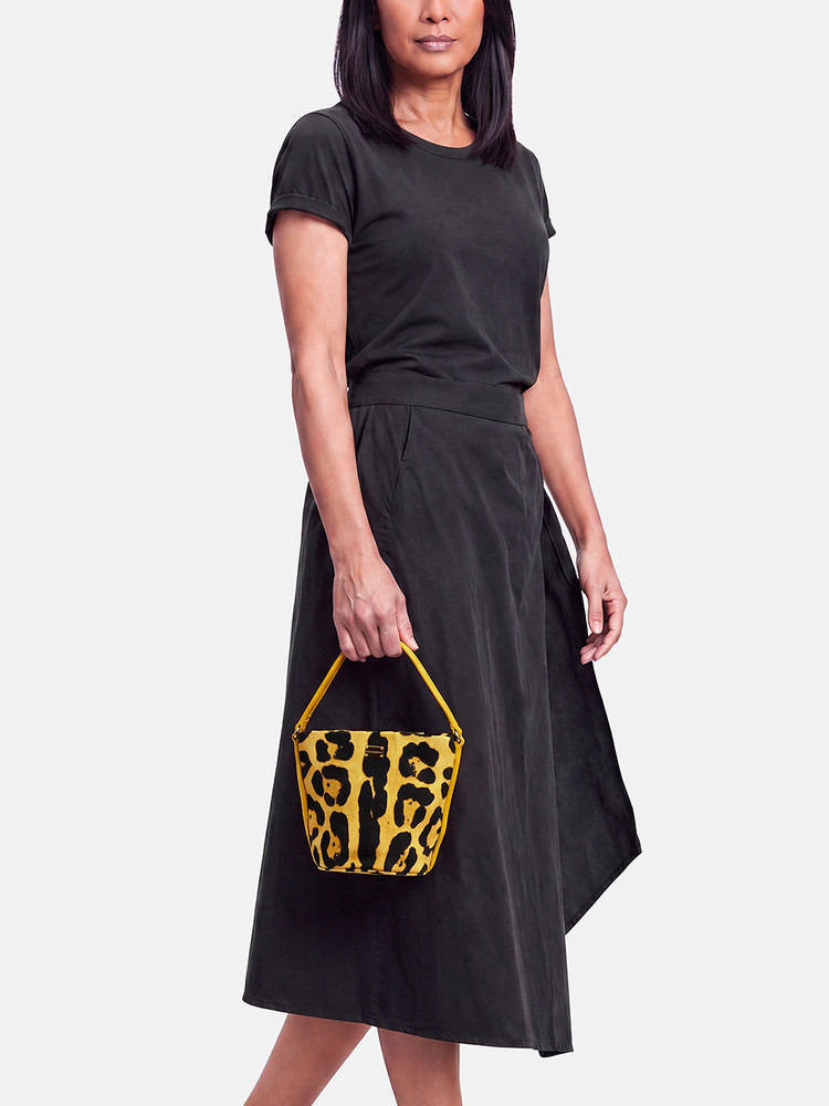 Dolce & Gabbana Leopard Canvas Mini Bucket Bag