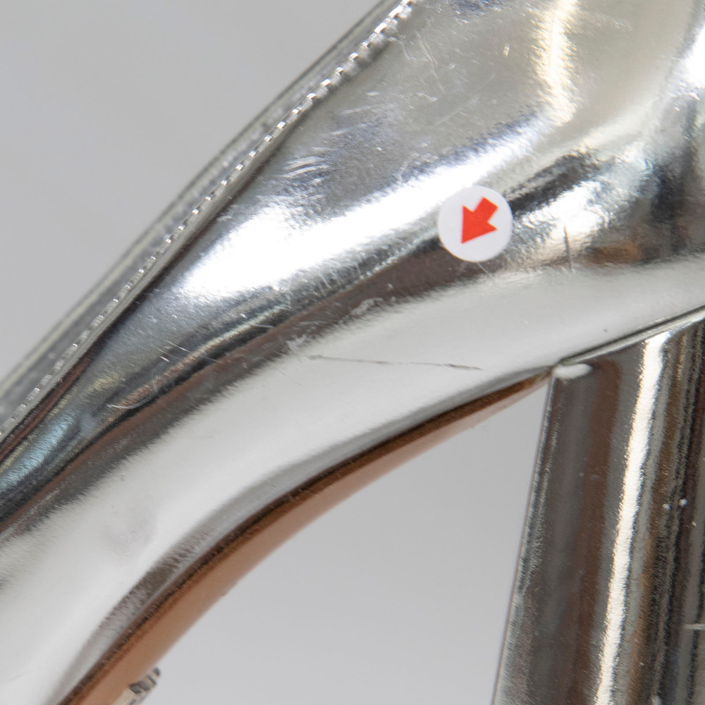 Prada Silver Leather Metallic Heels