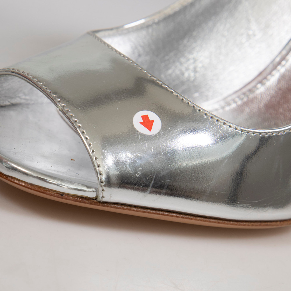 Prada Silver Leather Metallic Heels