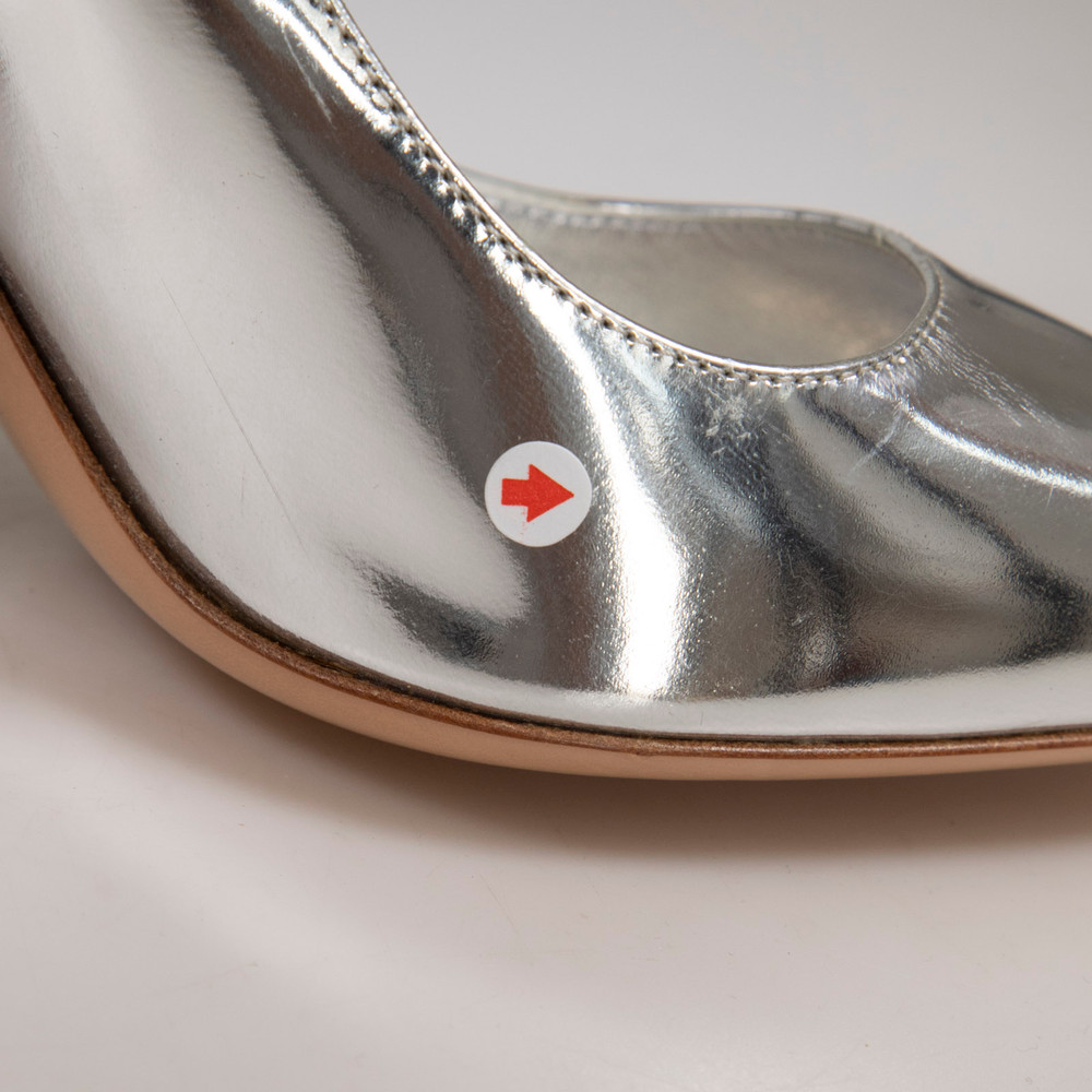 Prada Silver Leather Metallic Heels