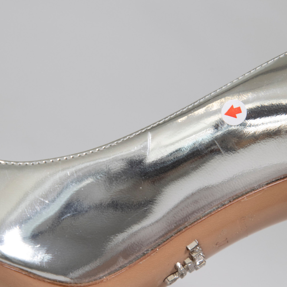 Prada Silver Leather Metallic Heels