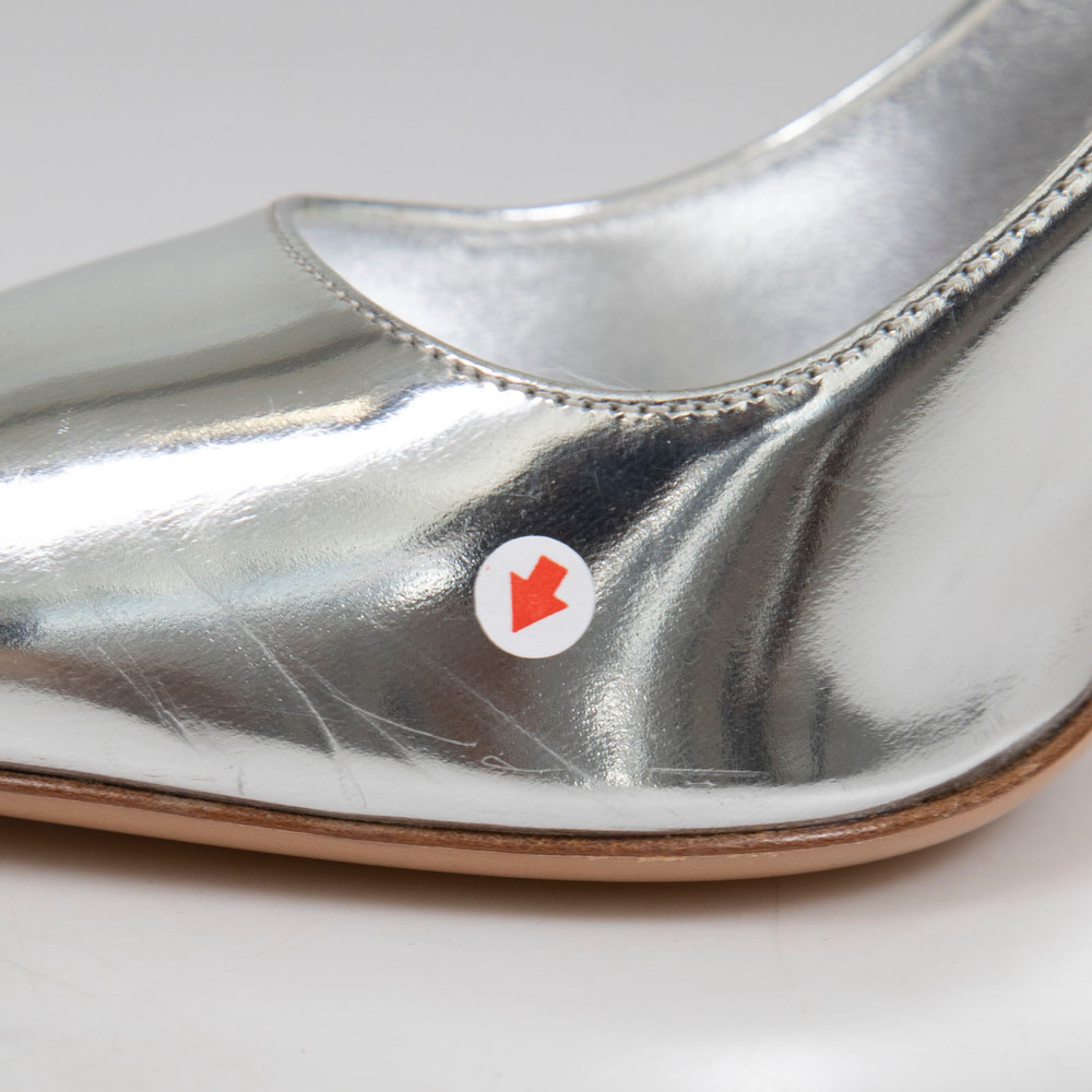Prada Silver Leather Metallic Heels