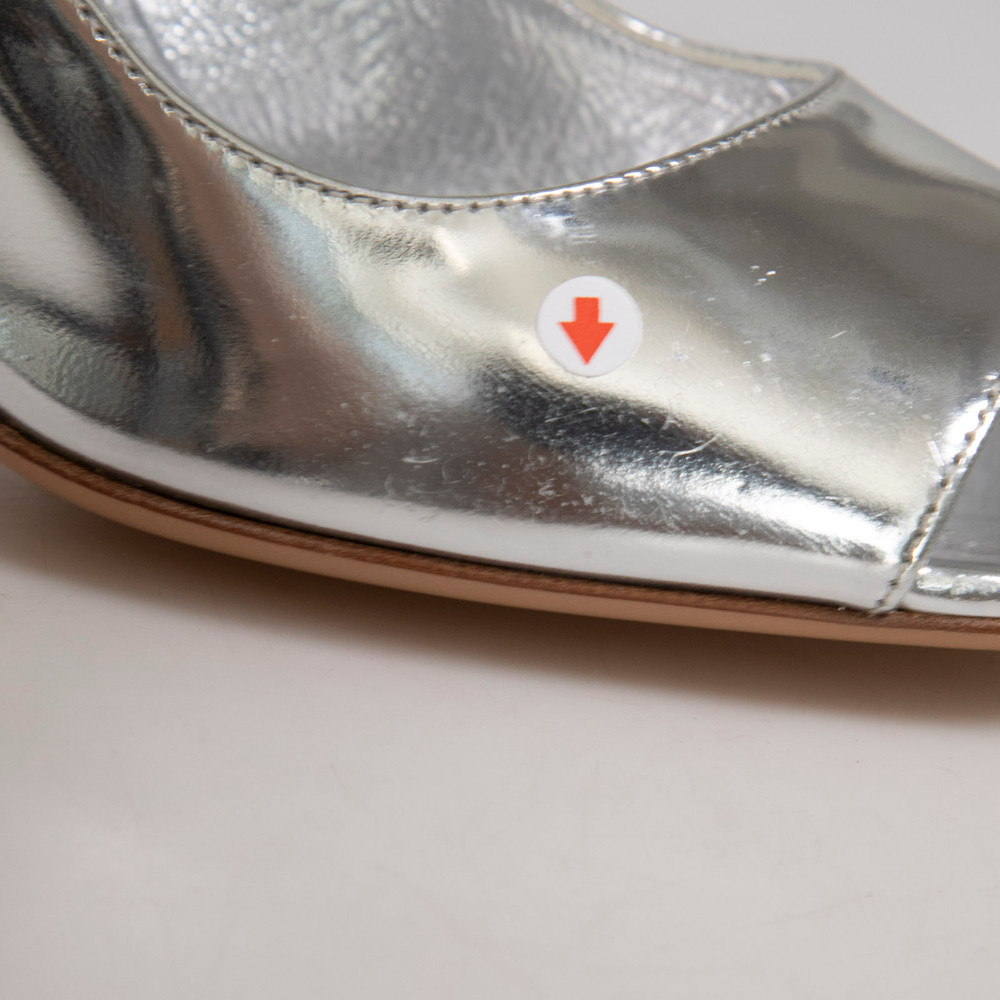 Prada Silver Leather Metallic Heels