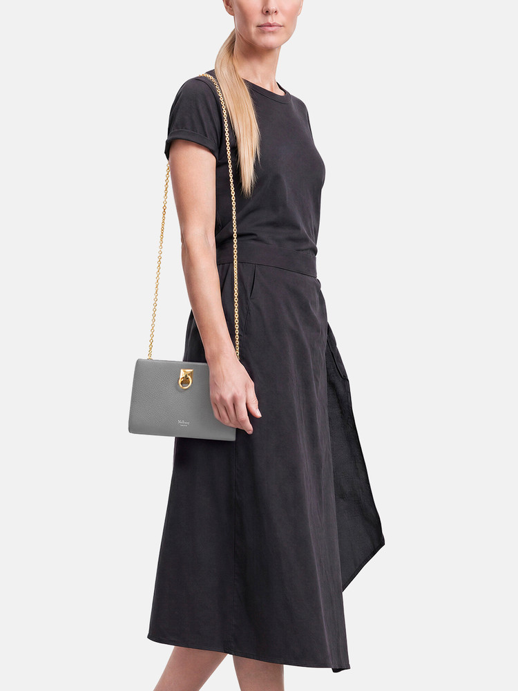 Mulberry Grey Leather Iris Wallet on Chain