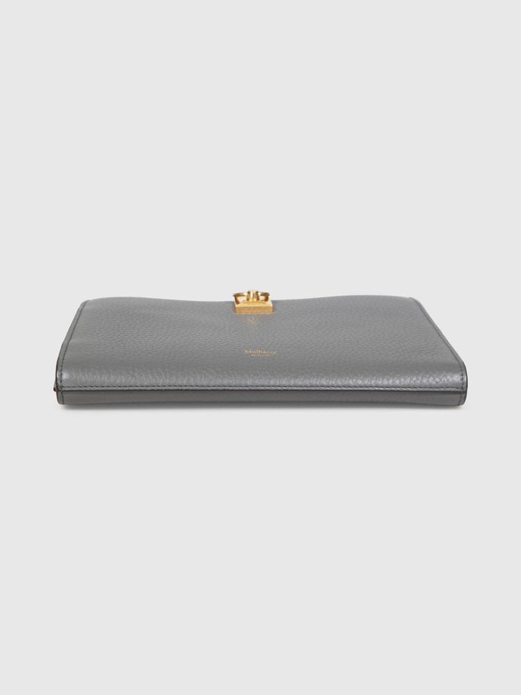 Mulberry Grey Leather Iris Wallet on Chain