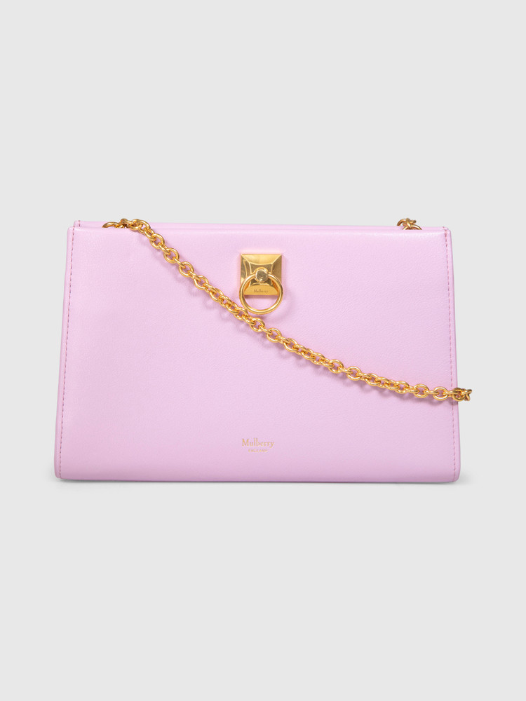 Mulberry Purple Leather Iris Wallet on Chain