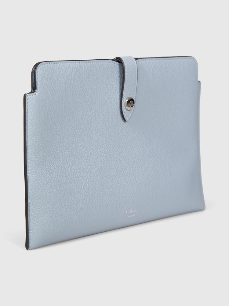 Mulberry Blue Leather Press Stud Tech Pouch