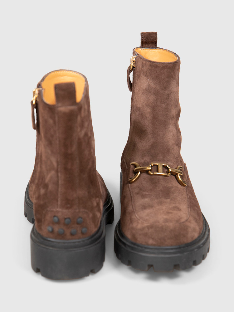 Tod's Brown Suede Gomma Pesante Ankle Boots