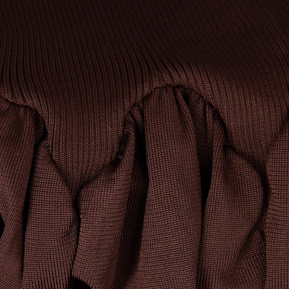 Self-Portrait Brown Ribbed Knit Midi Dress