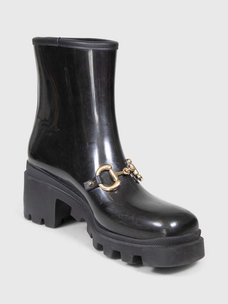 Gucci Black Horsebit Rain Boots