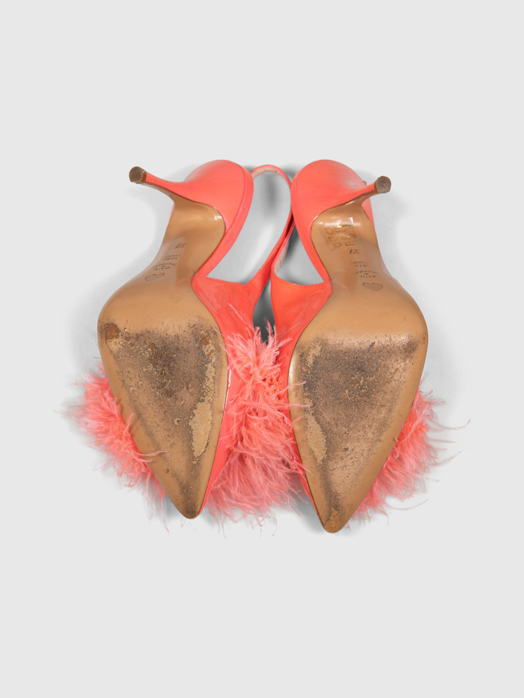 Moschino Pink Patent Feather Heels