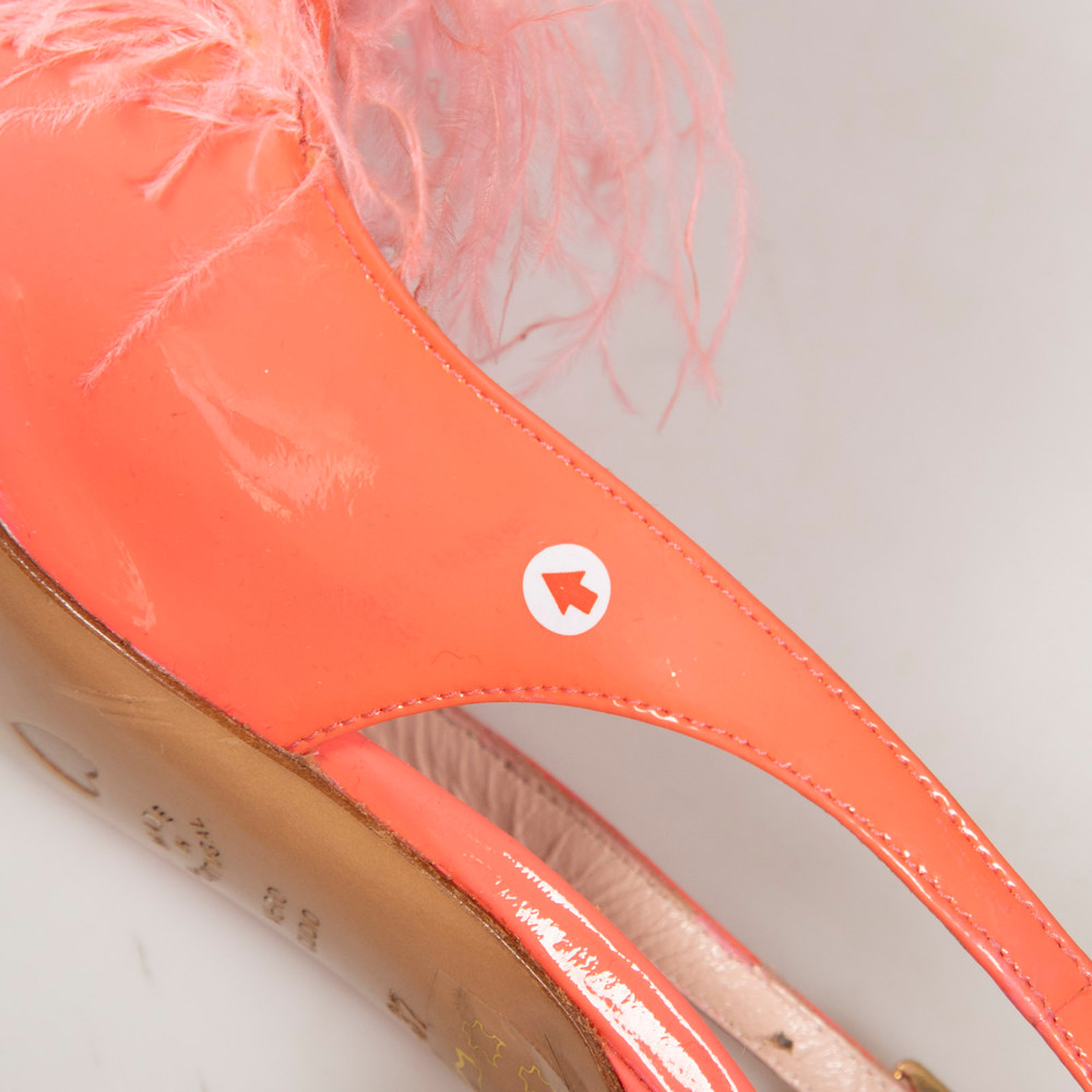 Moschino Pink Patent Feather Heels