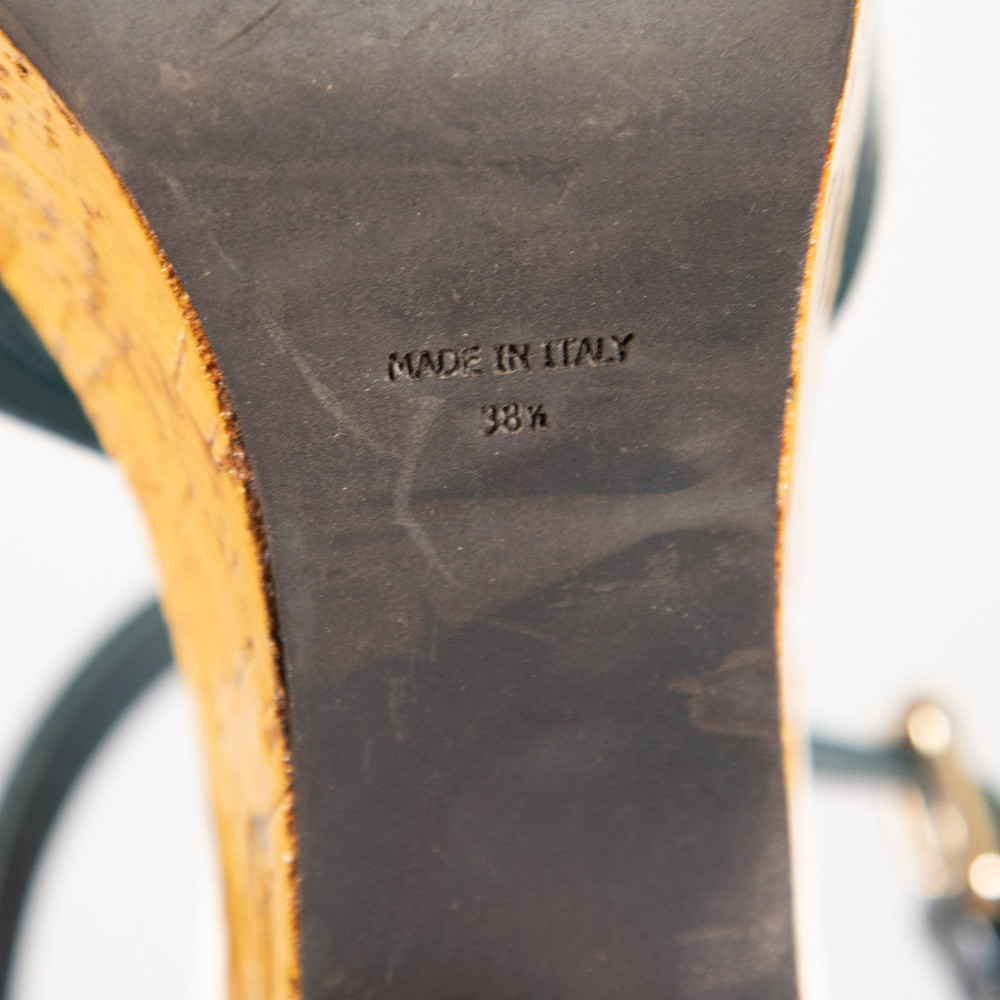 Fendi Green Patent Cork Platform Sandals
