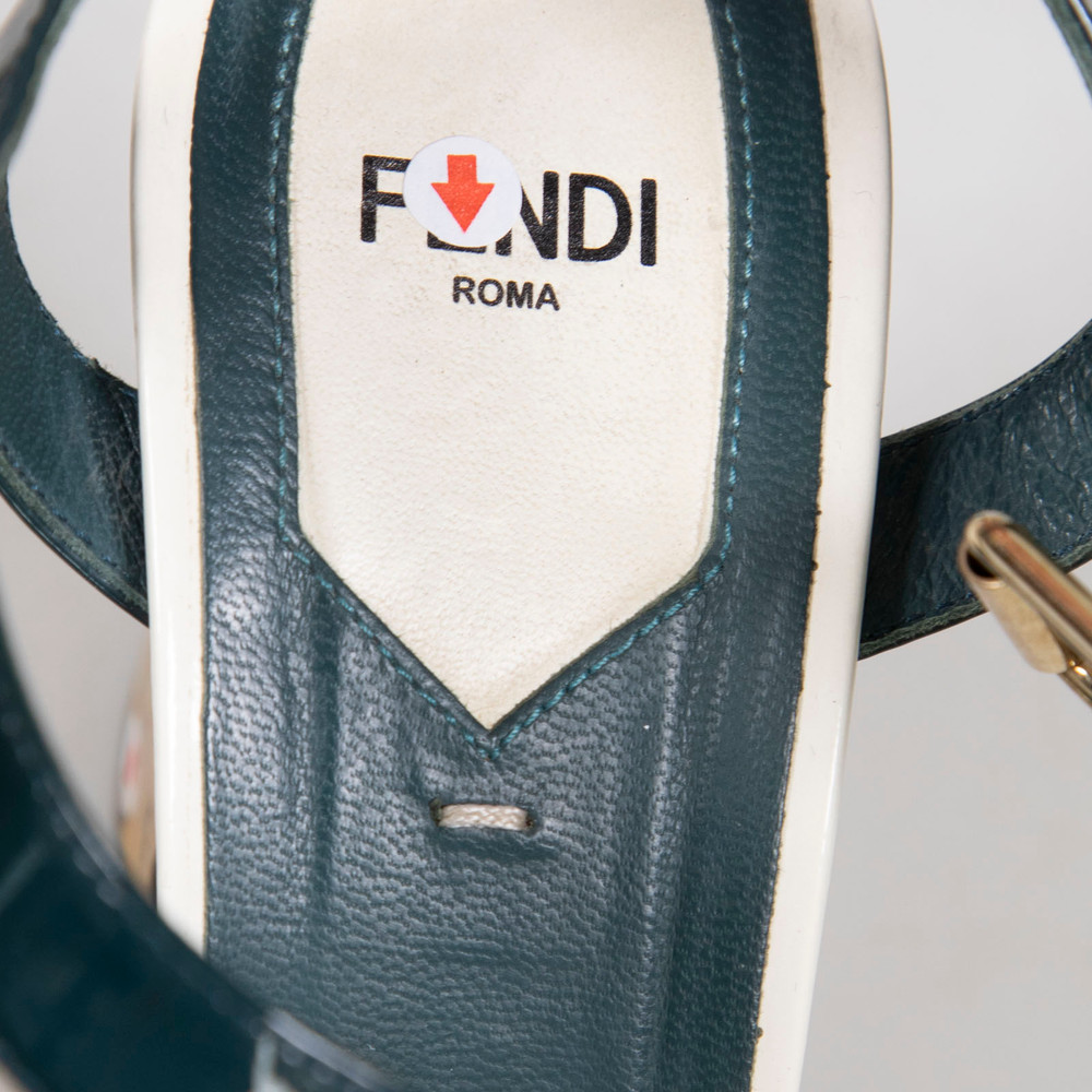 Fendi Green Patent Cork Platform Sandals