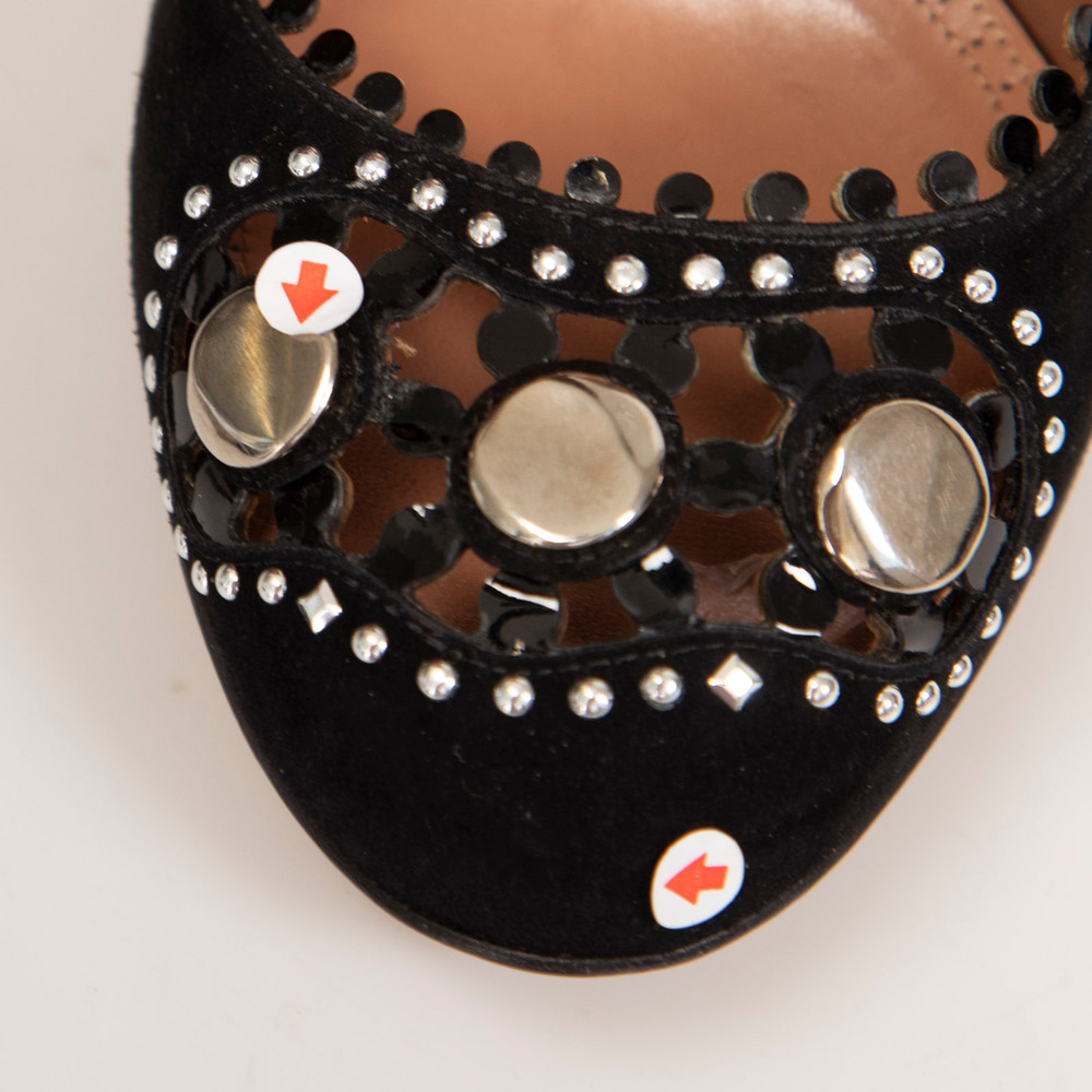 Alaïa Black Suede Embellished Cutout Pumps