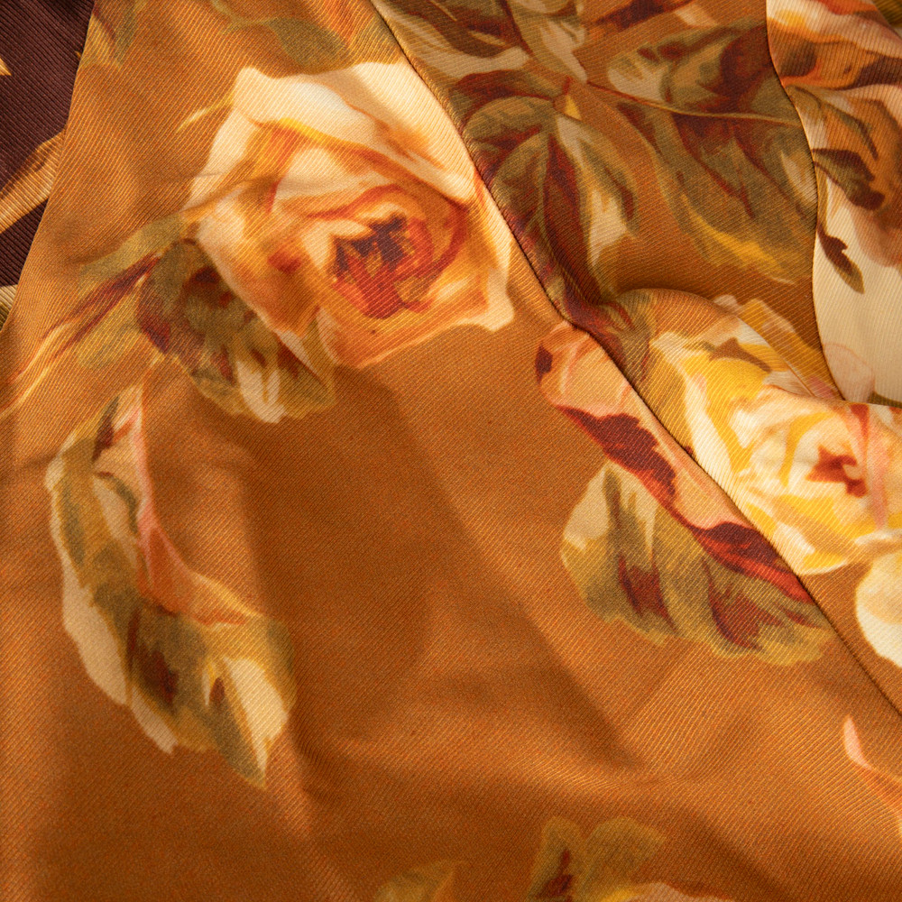 Zimmermann Brown Floral Silk Asymmetric Skirt
