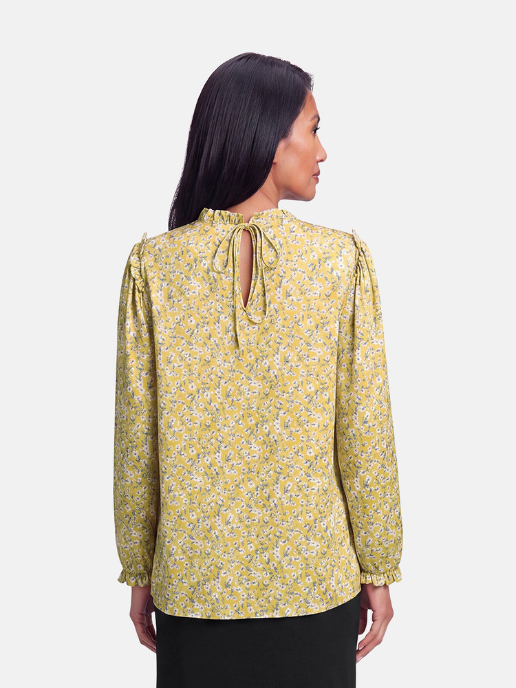 Horror Vacui Yellow Silk Floral Blouse