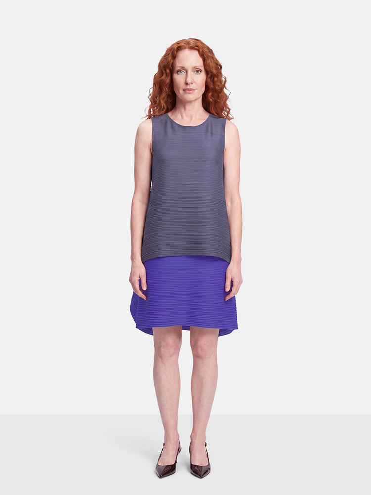 Issey Miyake Purple Pleated Sleeveless Midi Dress