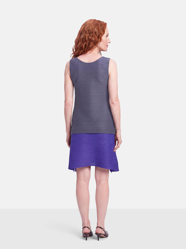 Issey Miyake Purple Pleated Sleeveless Midi Dress