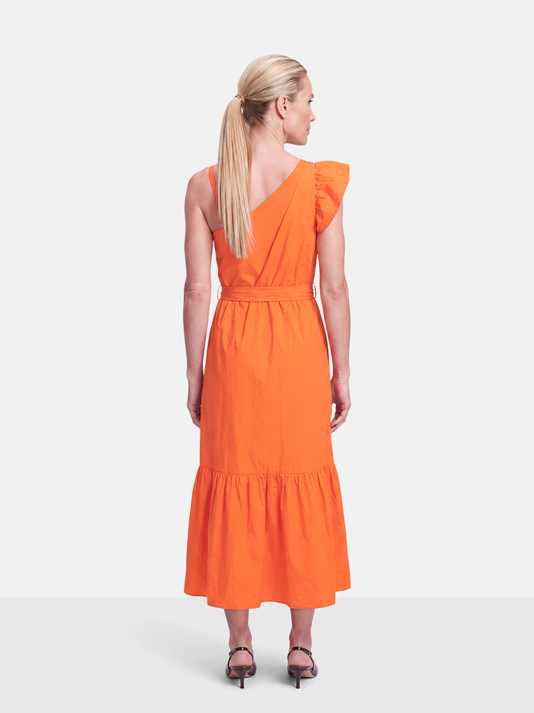 Pinko Orange Asymmetric Ruffle Dress