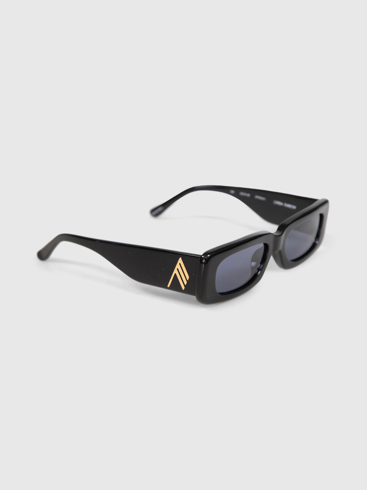 Linda Farrow Black Rectangle Mini Marfa Sunglasses