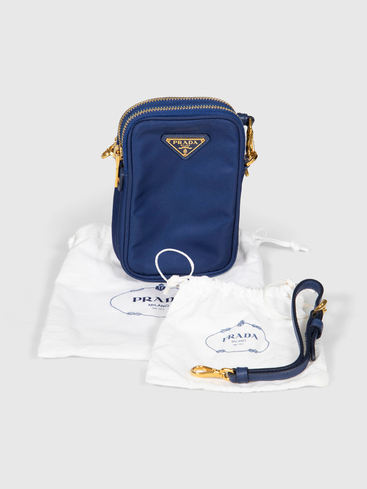 Prada Navy Nylon Phone Bag