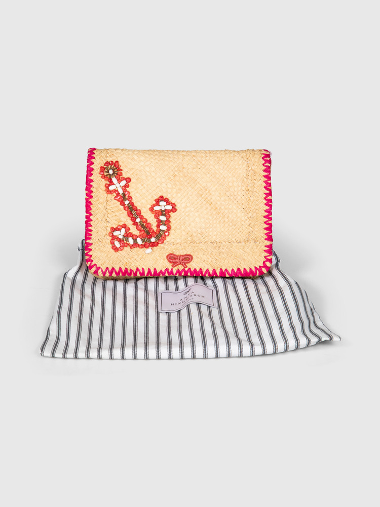Anya Hindmarch Beige Beaded Anchor Clutch
