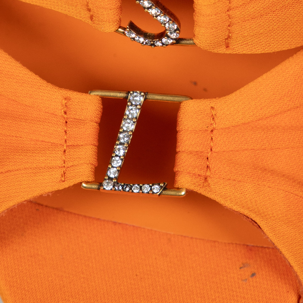 Saint Laurent Orange Emilie 110 Satin Crepe Mules