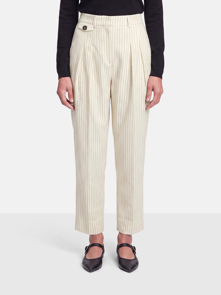 ME+EM White Pinstripe Tapered Jeans