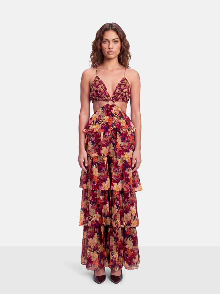 Cami NYC Floral Tiered Silk Agustina Dress