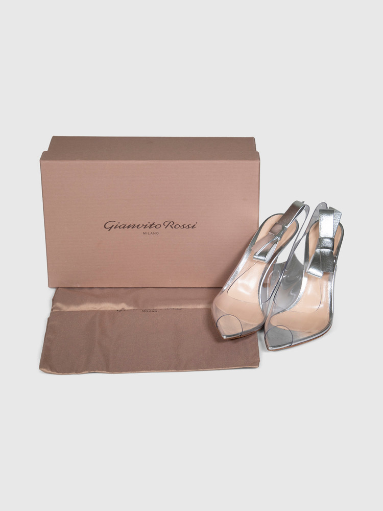 Gianvito Rossi Transparent PVC & Silver Valentina Heels