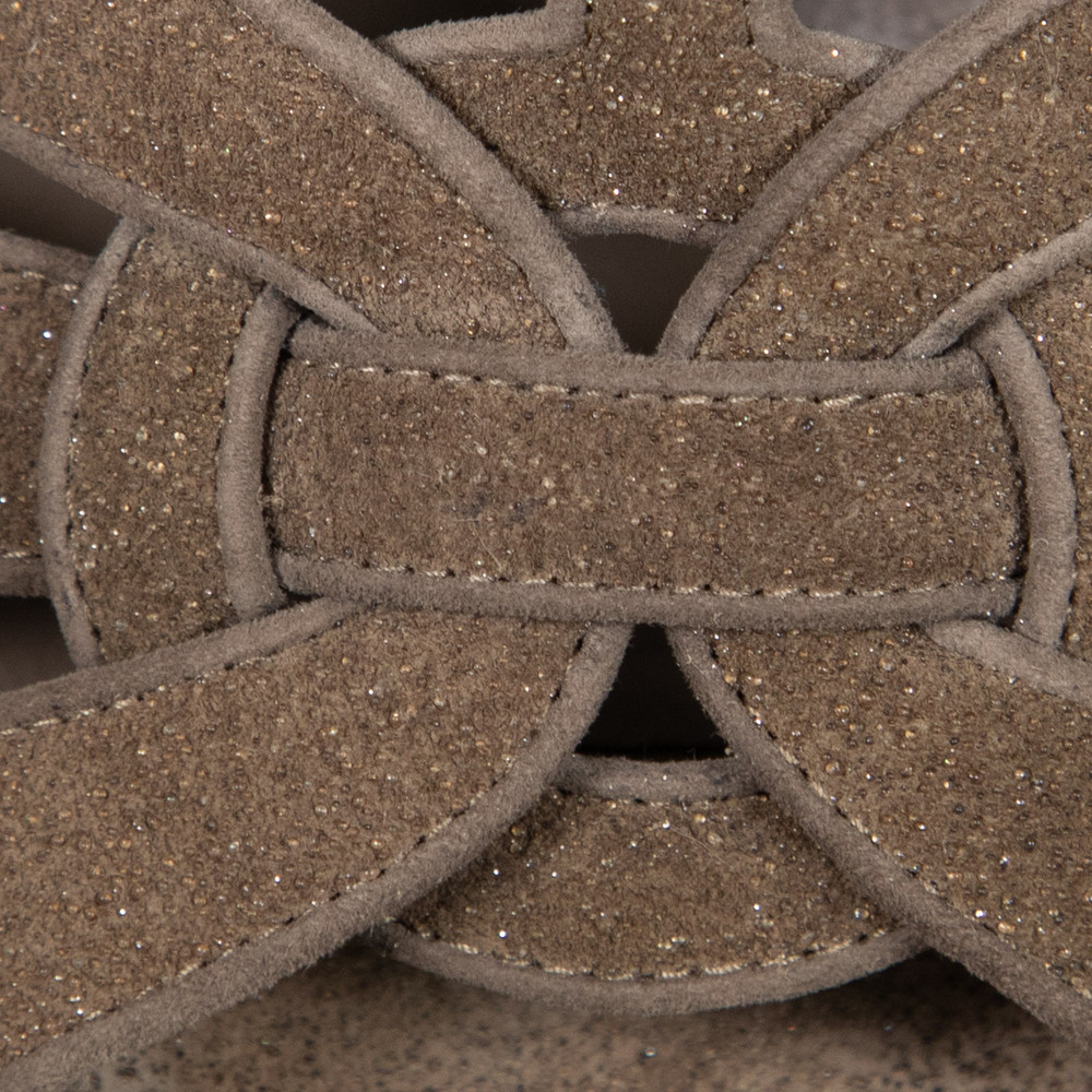 Saint Laurent Grey Suede Glitter Tribute Sandals