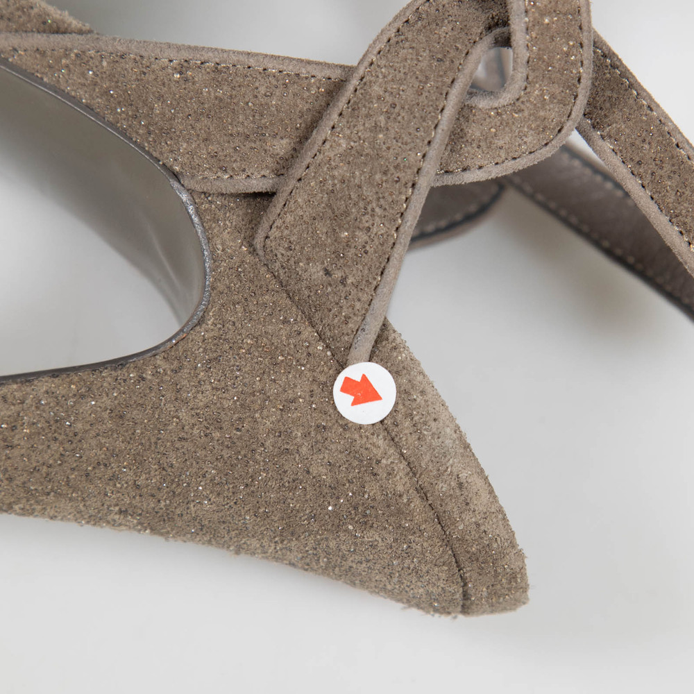Saint Laurent Grey Suede Glitter Tribute Sandals