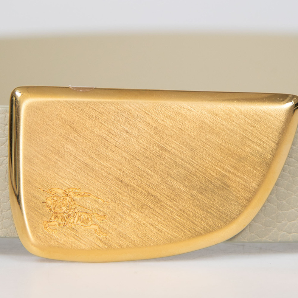 Burberry Grey Leather Logo Engraved Belt
