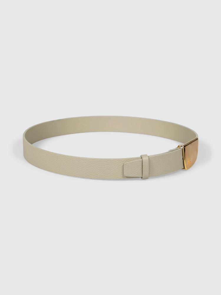 Burberry Grey Leather Logo Engraved Belt