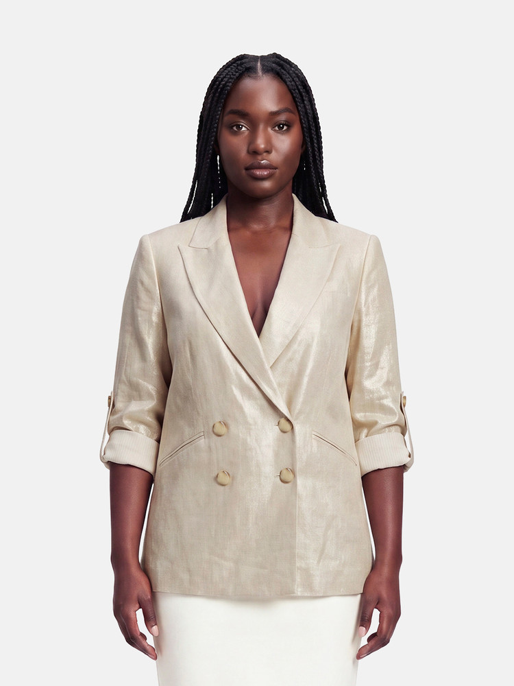 Veronica Beard Ecru Metallic Sheen Blazer