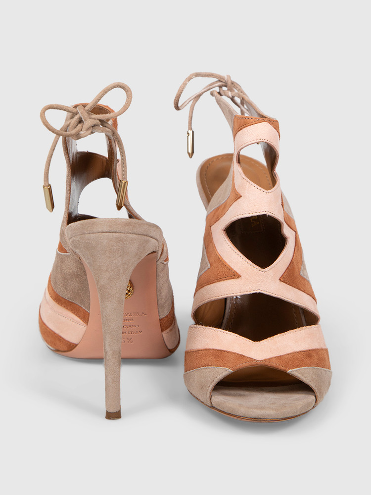 Aquazzura Terracotta Suede Frankie 105 Sandals